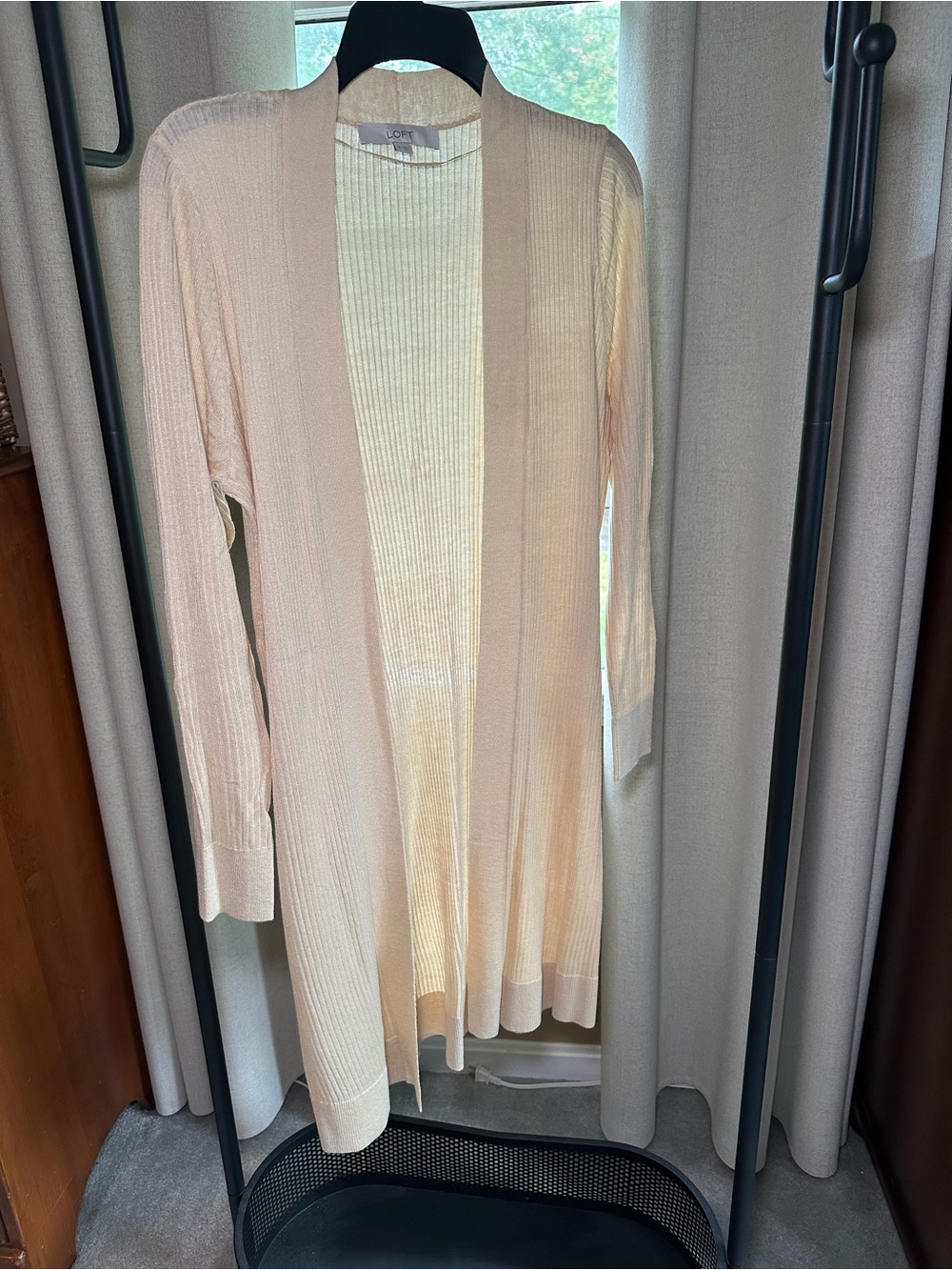 LOFT Lightweight Open-Front Cardigan in cream